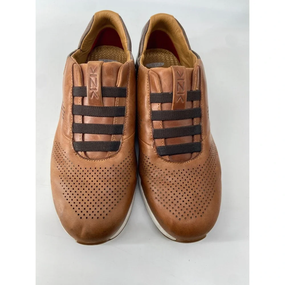Kizik Boston Sneakers Mens 7.5 Brown Leather Casual Comfort Hands Free